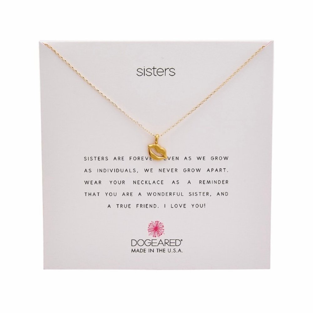Dogeared SISTERS 14K Over Silver Lips Necklace